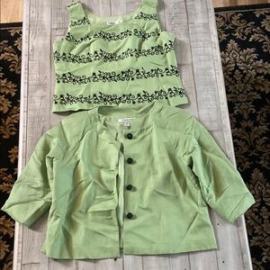 Coldwater Creek Green Sweetheart Embellished Top
